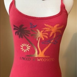 American Eagle Pink I Need a Weekend Tank Top